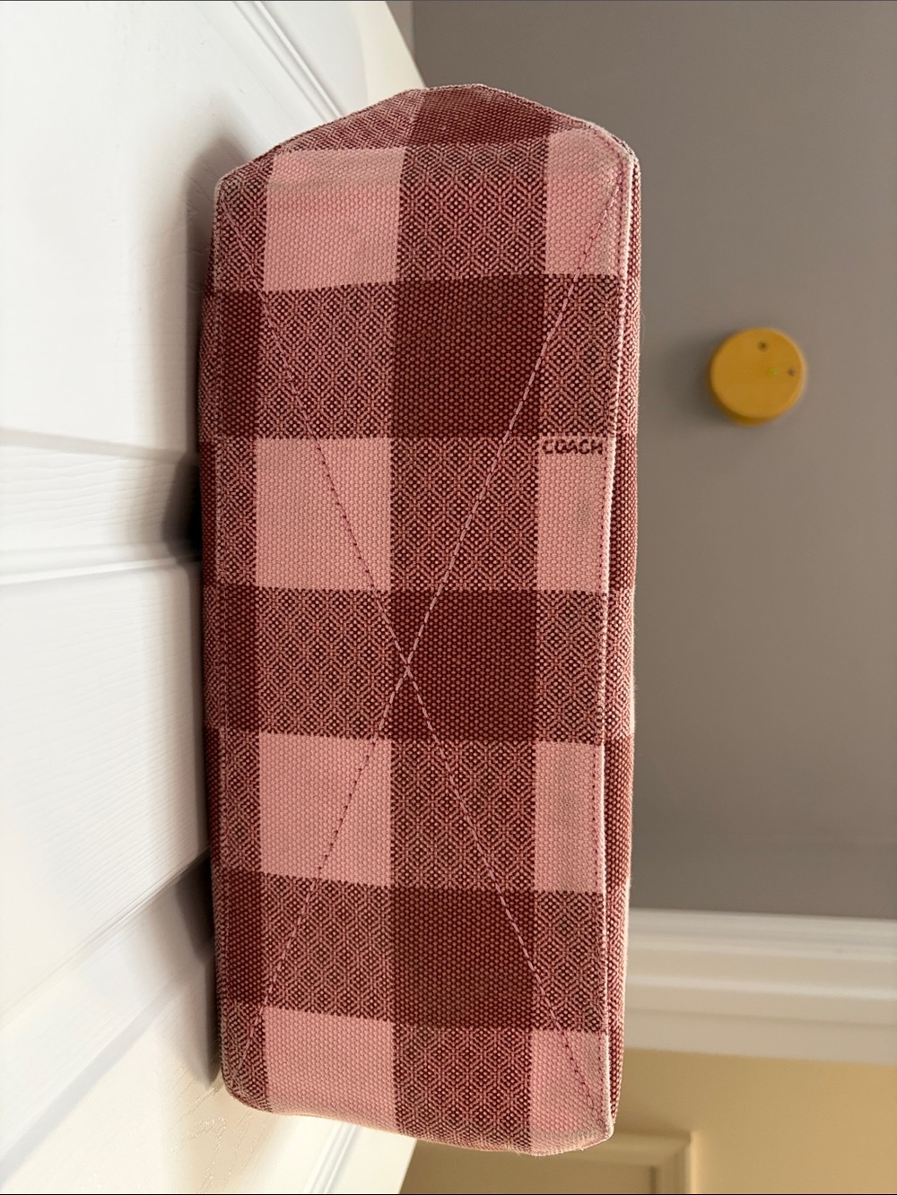 Coach Red and Pink Checkered Tote - Picture 4 of 13